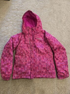 Columbia Girls' Hot Pink Geometric Hooded Puffer Jacket